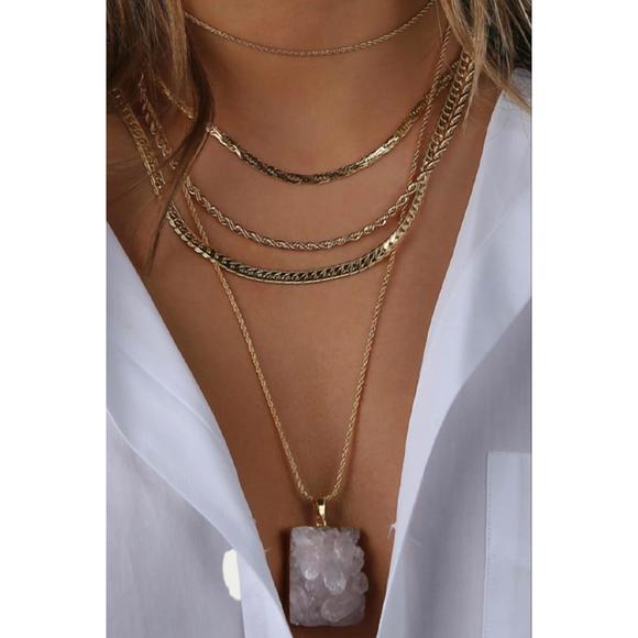 NEW CRYSTAL HAZE double rope chain necklace in gold - Picture 4 of 7